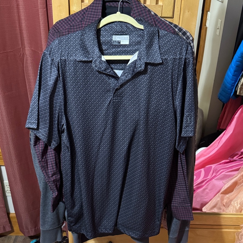 PGA Tour Dark Charcoal Micro-Pattern Polo